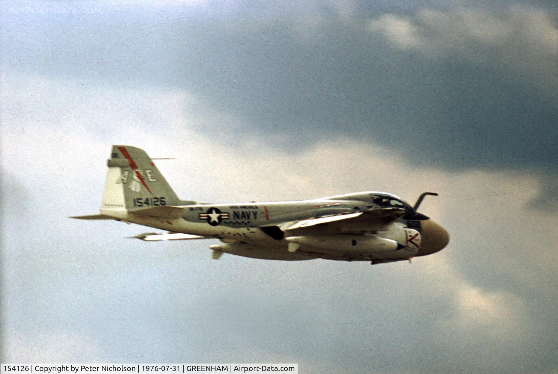154126, Grumman A-6E Intruder C/N I-261, A-6E Intruder of VA-176 aboard USS America at the 1976 Intnl Air Tattoo at RAF Greenham Common.