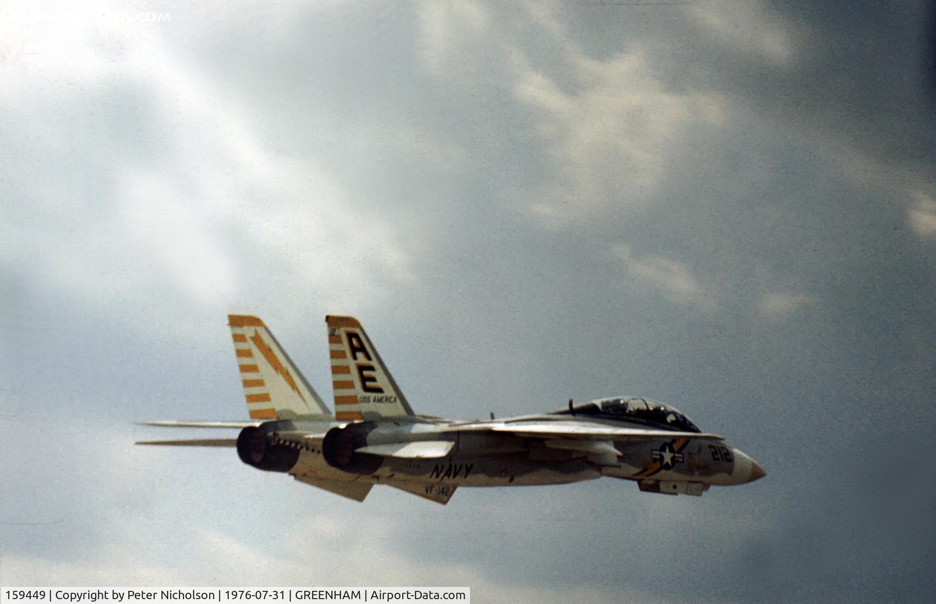 159449, Grumman F-14A Tomcat C/N 115, F-14A Tomcat of VF-142 aboard USS America at the 1976 Intnl Air Tattoo held at RAF Greenham Common.