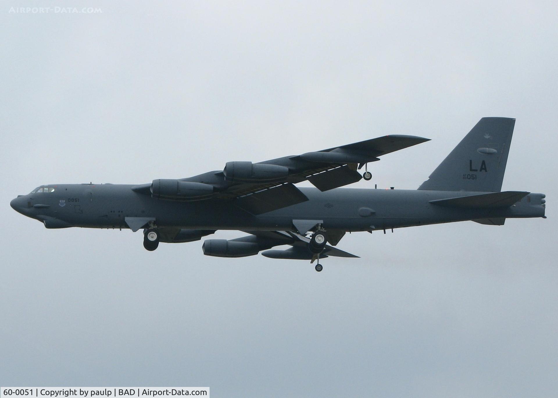 60-0051, 1960 Boeing B-52H Stratofortress C/N 464416, B-52H doing touch and goes at Barksdale Air Force Base.