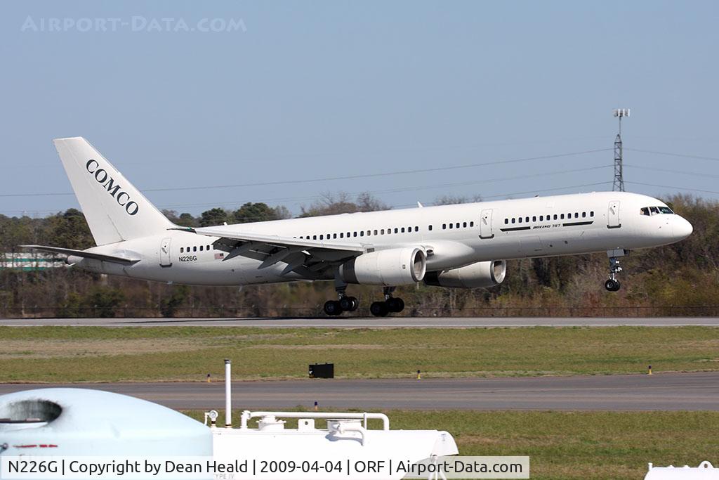 N226G, 1992 Boeing 757-23A C/N 25491, Comco N226G landing on RWY 23. Provides transport capability to the Foreign Emergency Support Team (FEST). Some people believe that Comco also transports Delta & CIA personnel as well. Who knows?