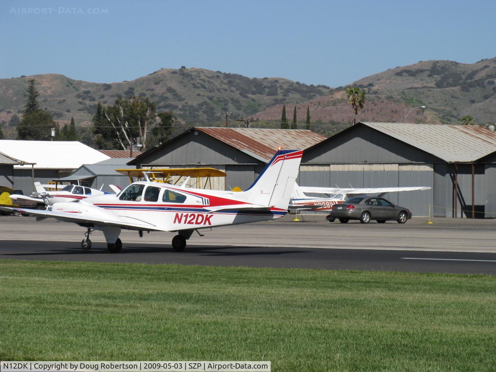 N12DK, 1967 Beech C55 Baron (95-C55) C/N TE-290, 1967 Beech 95-C55 BARON, two Continental IO-520-C 285 Hp each, landing roll Rwy 22