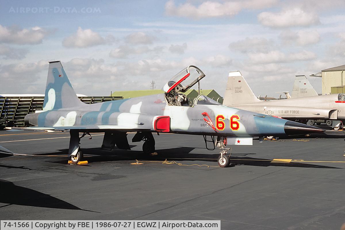 74-1566, 1974 Northrop F-5E Tiger II C/N R.1254, Flightline scene at RAF Alconbury during the mid eighties