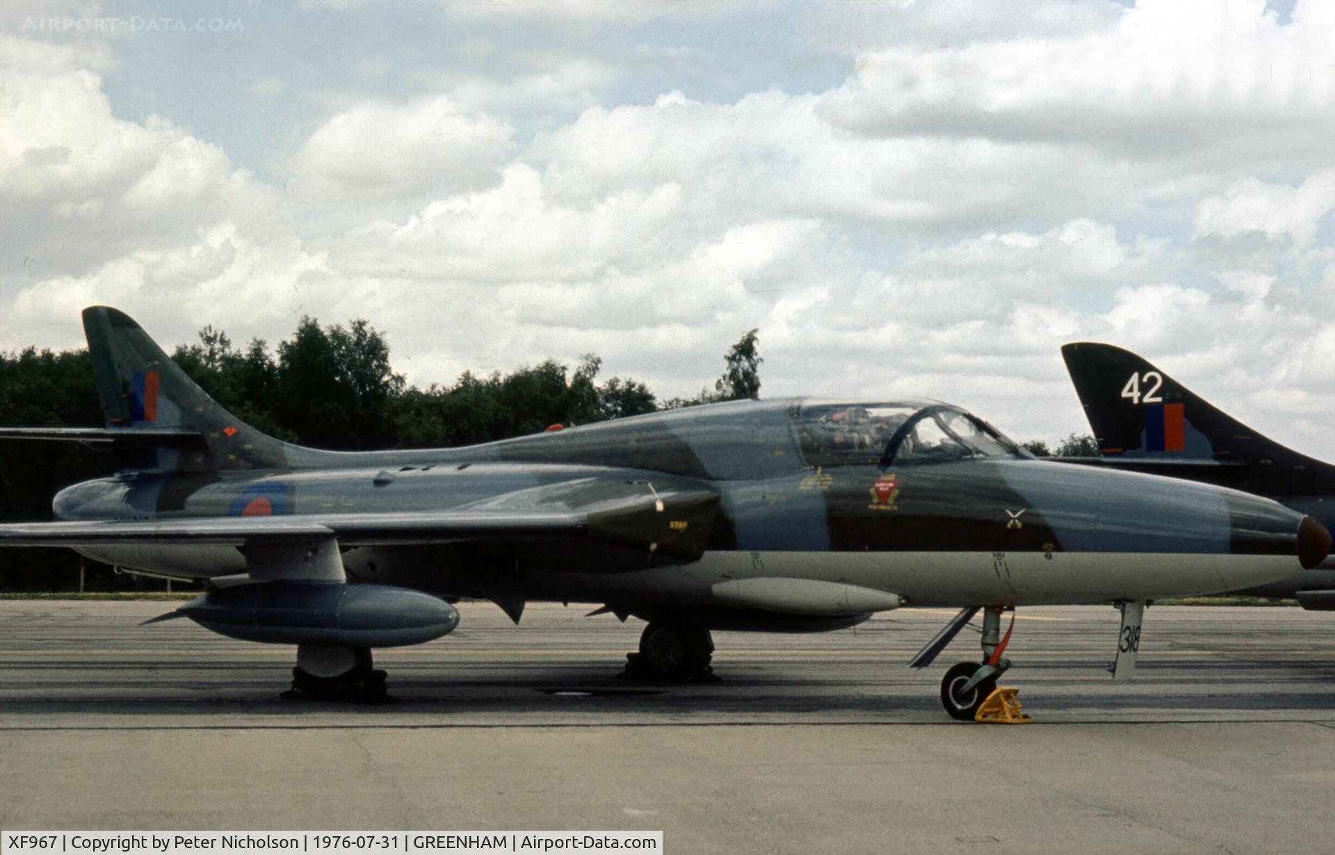 XF967, 1956 Hawker Hunter T.8B C/N HABL-003122, Hunter T.8B of 237 Operational Conversion Unit at the 1976 Intnl Air Tattoo at RAF Greenham Common.