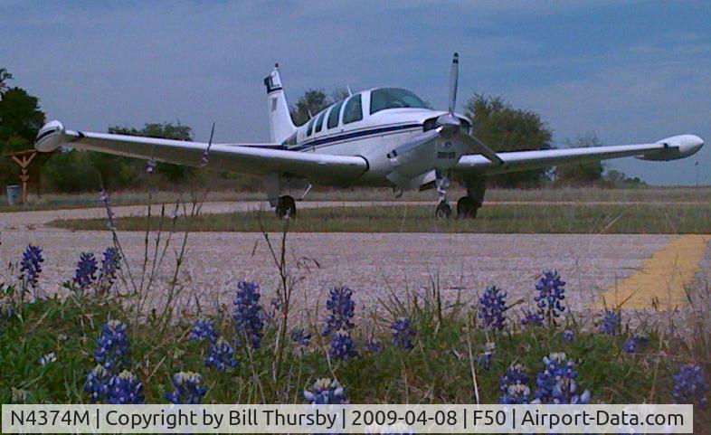 N4374M, 1979 Beech A36 Bonanza 36 C/N E-1589, N4374m at Lake Whitney State Park