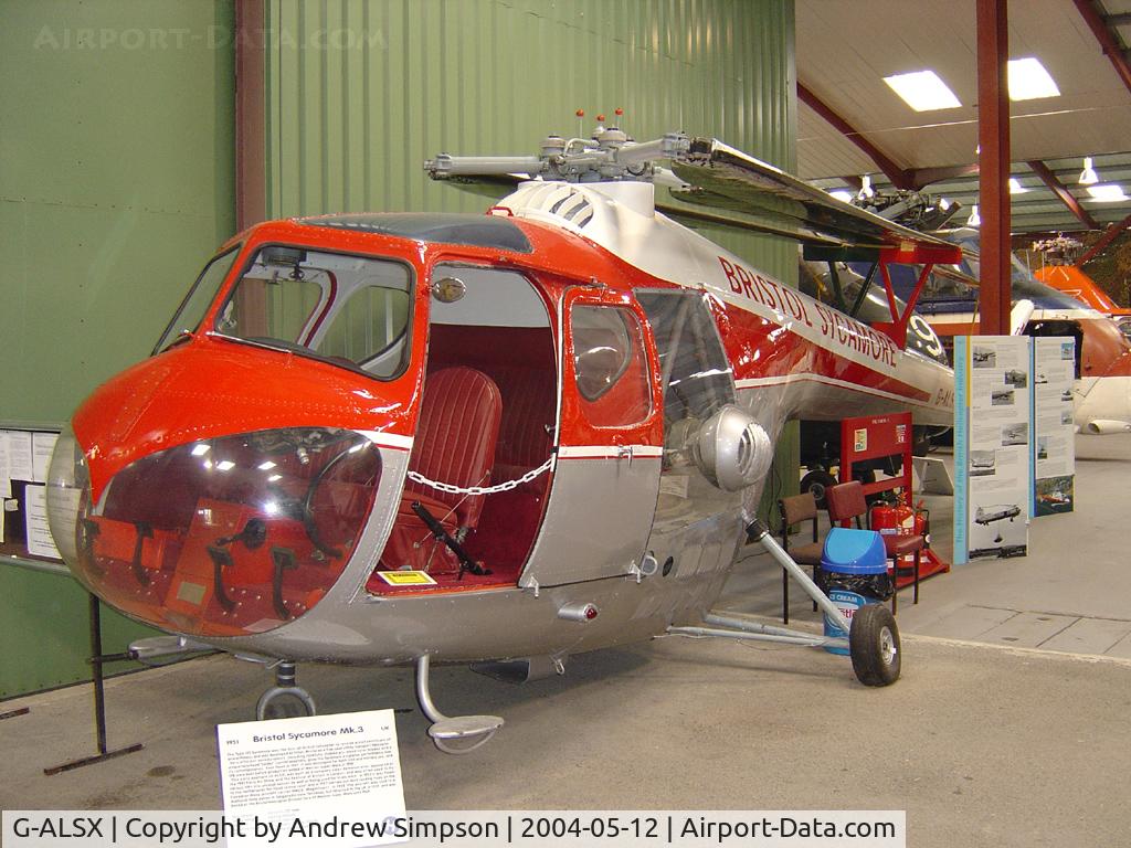 G-ALSX, Bristol 171 Sycamore Mk.3 C/N 12892, At Weston Super-mare Helicopter Museum.