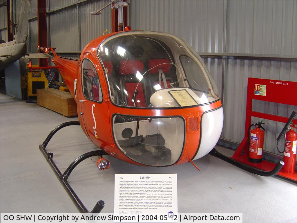 OO-SHW, 1956 Bell 47H-1 C/N 1538, At Weston Super-mare Helicopter Museum.