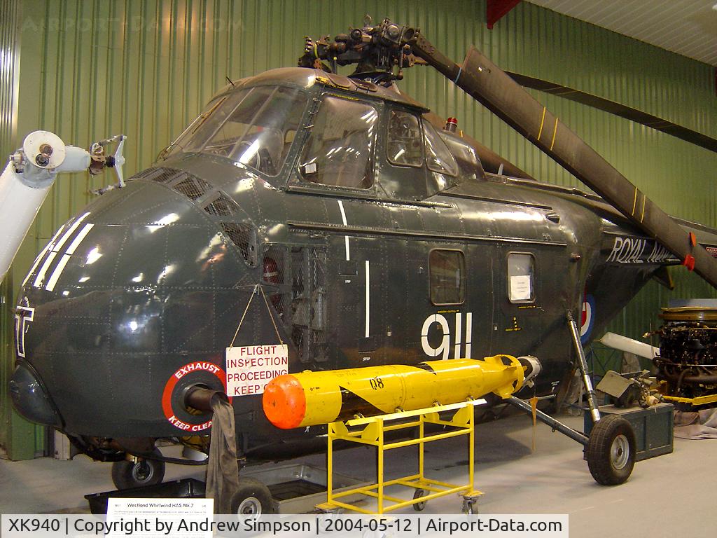 XK940, 1957 Westland Whirlwind HAS.7 C/N WA167, At Weston Super-mare Helicopter Museum.