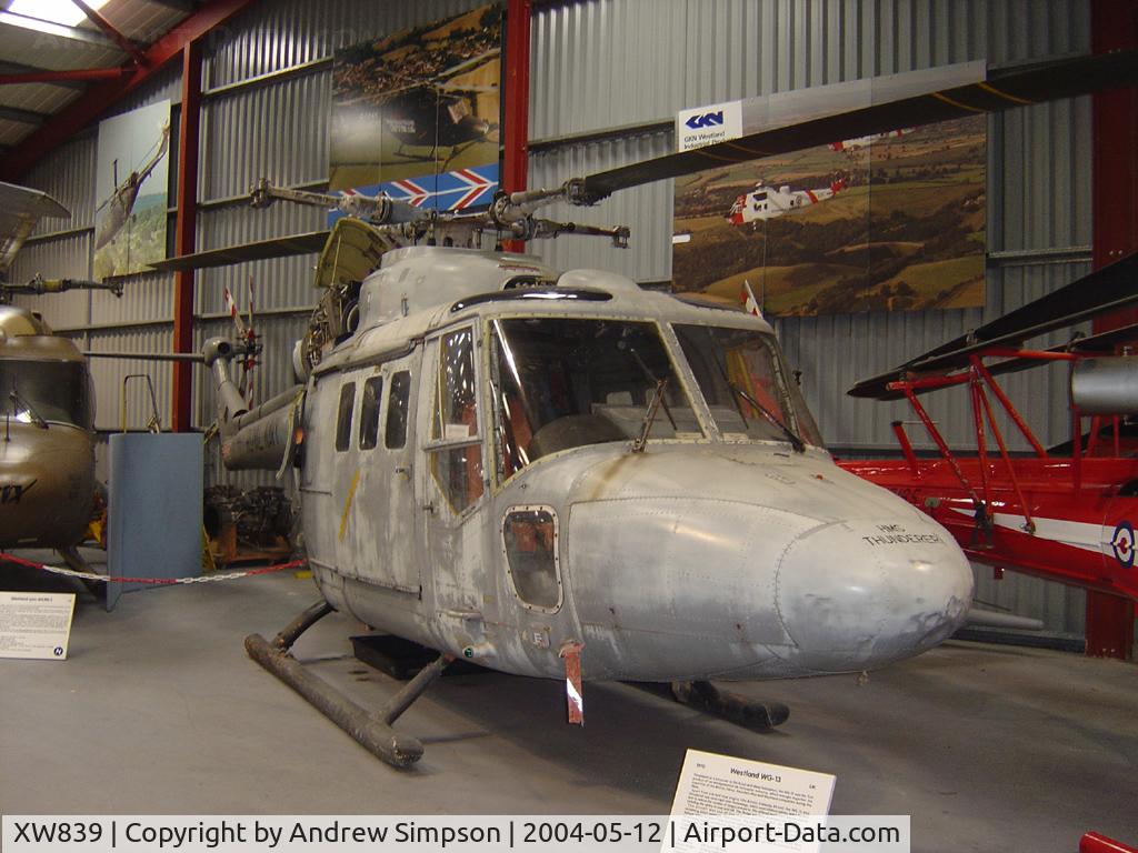 XW839, 1972 Westland Lynx C/N 09-02, At Weston Super-mare Helicopter Museum.