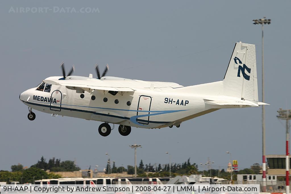 9H-AAP, 1974 CASA C-212-100 Aviocar C/N 9, Departing Malta.