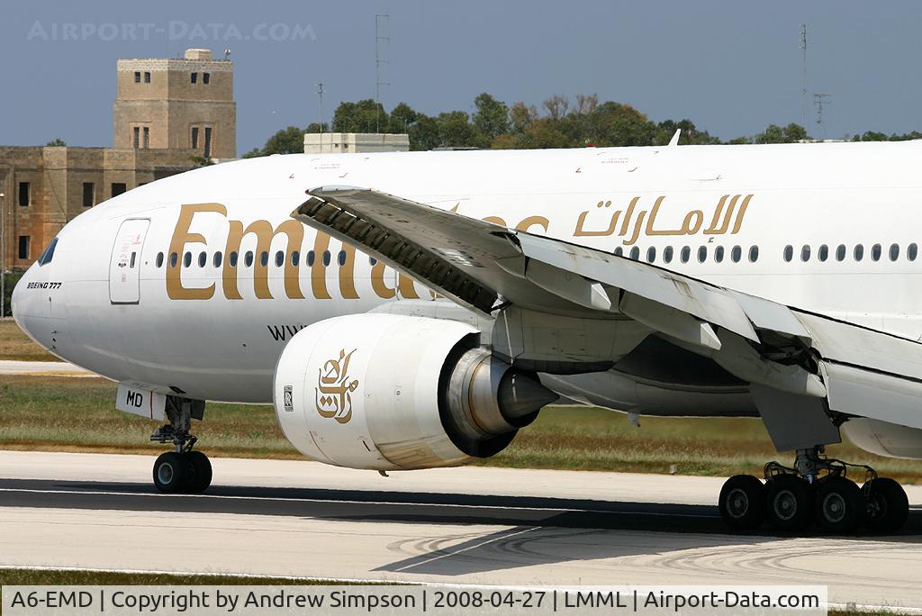 A6-EMD, 1996 Boeing 777-21H C/N 27247, Arriving in Malta.