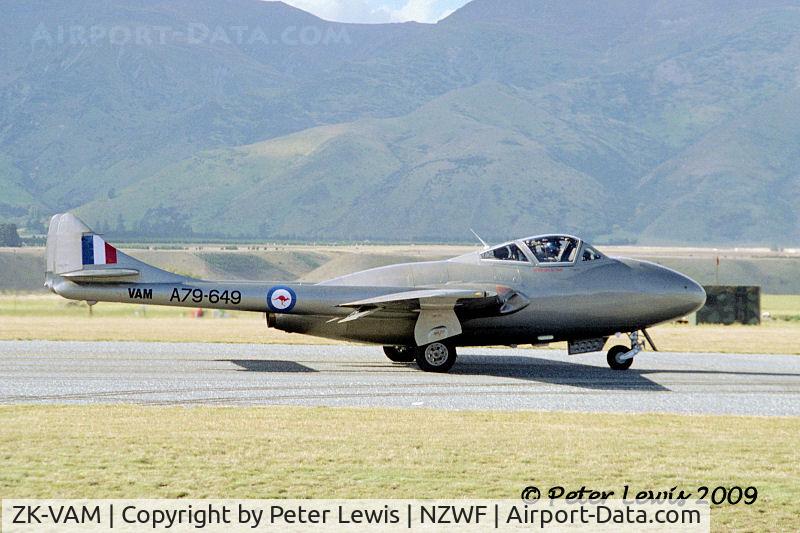 ZK-VAM, 1951 De Havilland Australia DH-115 Vampire T.35 C/N DHA4171, E J Currie Family Trust, Christchurch - as A79-649
