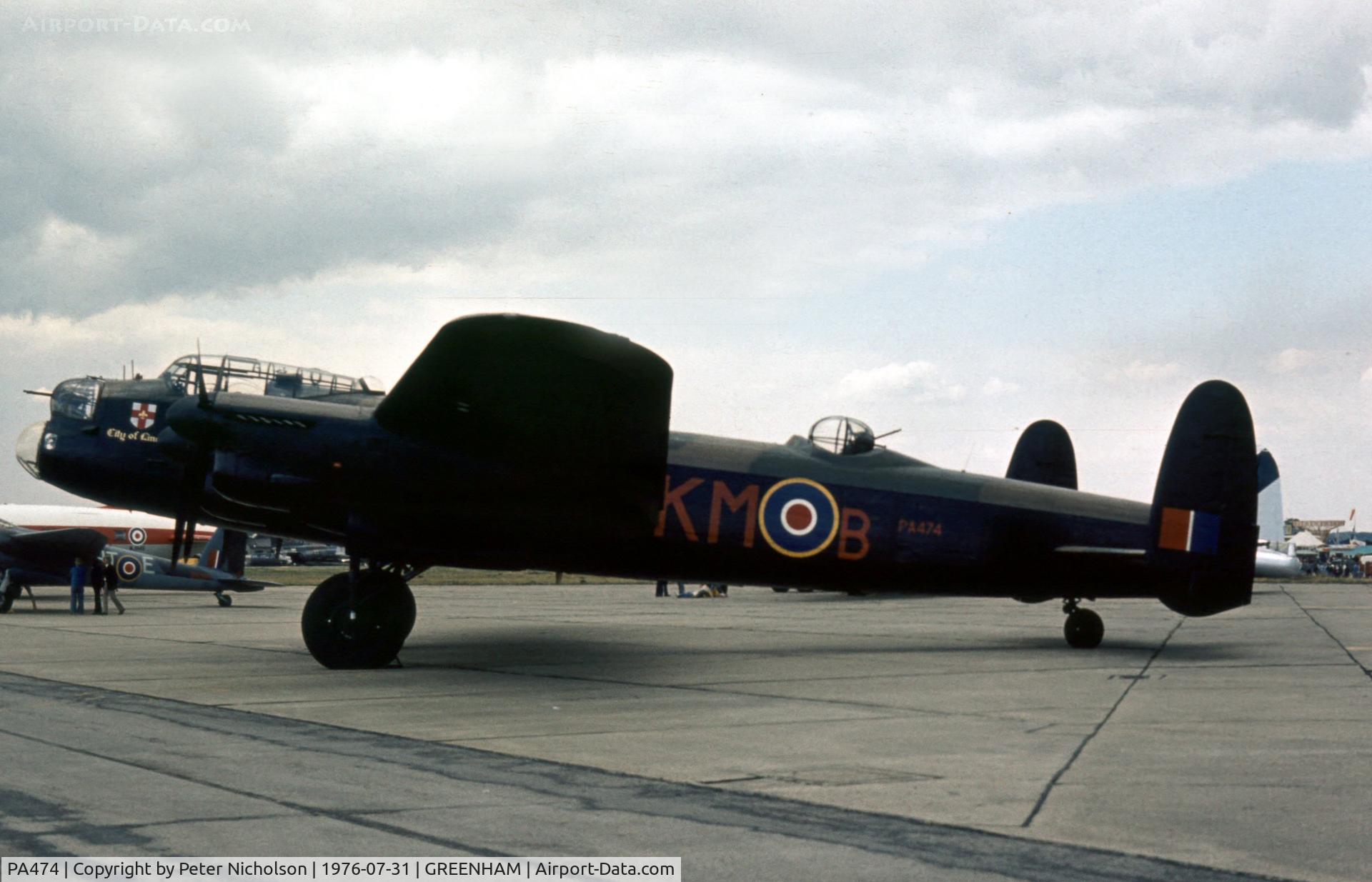 PA474, 1945 Avro 683 Lancaster B1 C/N VACH0052/D2973, The Battle of Britain Memorial Flight Lancaster at the 1976 Intnl Air Tattoo at RAF Greenham Common.
