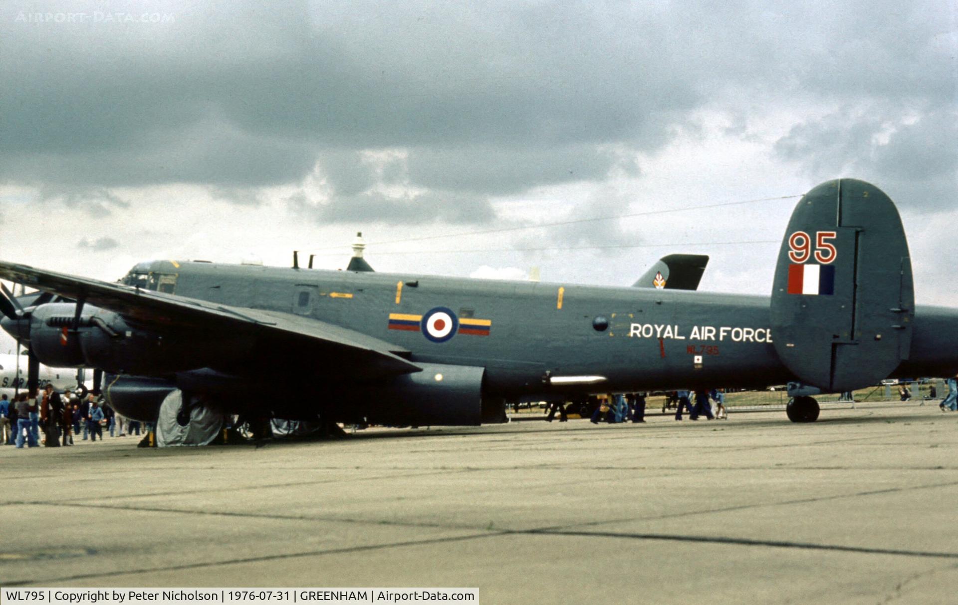 WL795, 1953 Avro 716 Shackleton AEW.2 C/N Not found WL795, Shackleton AEW.2 named Rosalie of 8 Squadron at the 1976 Intnl Air Tattoo at RAF Greenham Common.