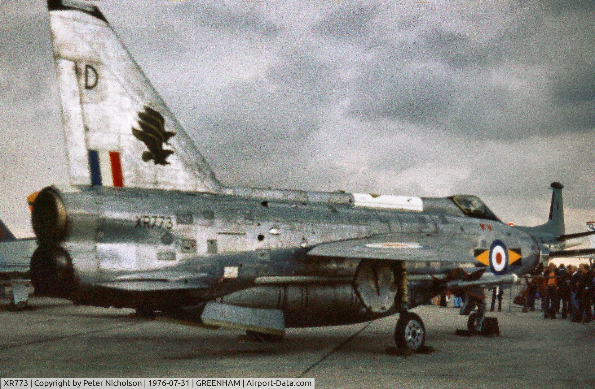 XR773, 1966 English Electric Lightning F.6 C/N 95238, Lightning F.6 of 11 Squadron at the 1976 Intnl Air Tattoo at RAF Greenham Common.