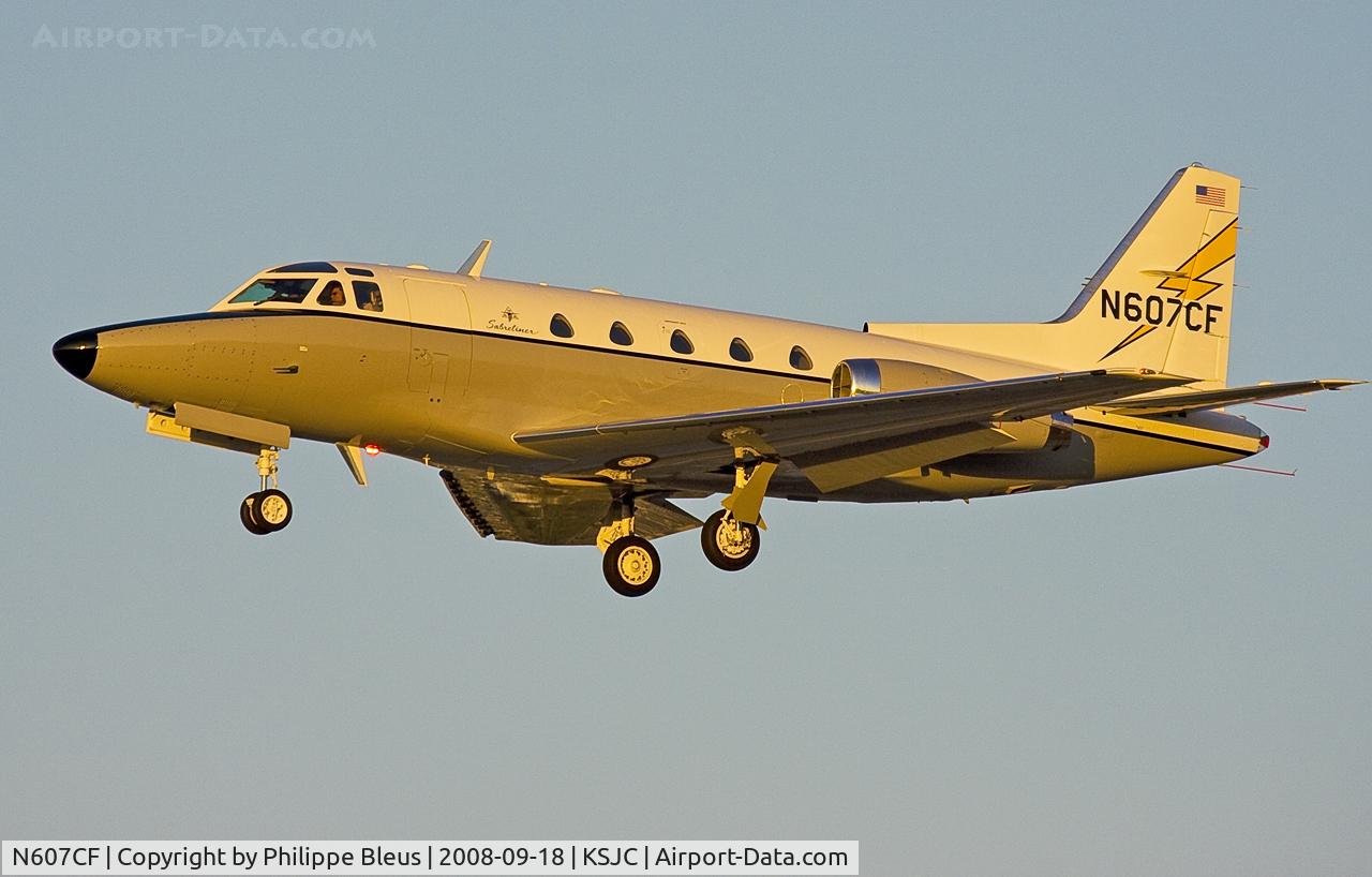 N607CF, 1976 North American NA-265-60 Sabreliner C/N 306-118, very late afternoon picture. Short final rwy 30L.