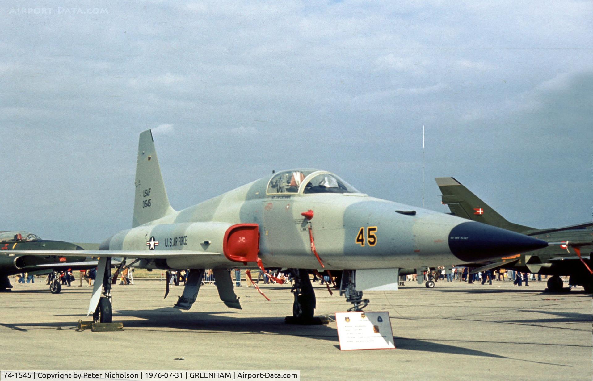 74-1545, 1974 Northrop F-5E Tiger II C/N R.1203, F-5E Tiger II of 527th Tactical Fighter Training Aggressor Squadron at the 1976 Intnl Air Tattoo at RAF Greenham Common.