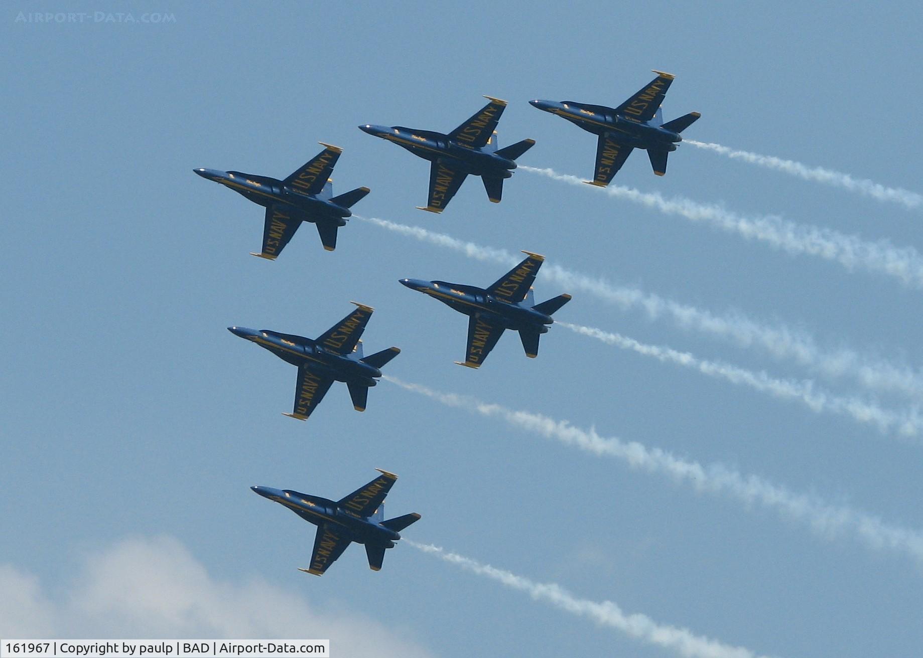 161967, McDonnell Douglas F/A-18A Hornet C/N 0183/A144, Doing a warm up performance the day before the Defenders of Liberty Air Show 2009 at Barksdale Air Force Base. Hard to tell but the #7 two seater is in the place of the #4. It must have been down for repairs.