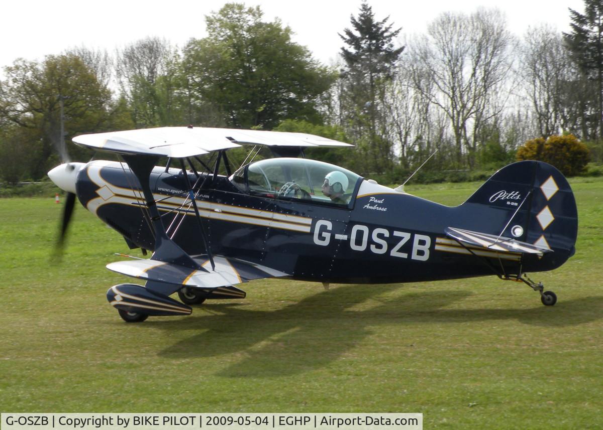 G-OSZB, 1990 Christen Pitts S-2B Special C/N 5200, TAXYING TO RWY 26, AFTER TAKE OFF DID A SHORT DISPLAY SOUTH OF THE AIRFIELD
