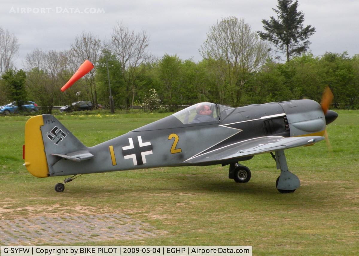 G-SYFW, 1984 WAR Focke-Wulf 190 C/N PFA 081-10584, TAXYING BACK TO IT'S HANGER