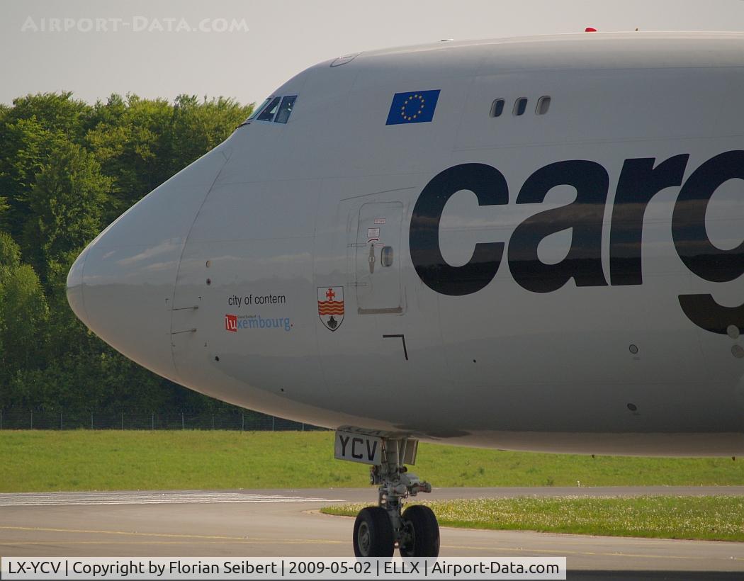 LX-YCV, 2008 Boeing 747-4R7F/SCD C/N 35805/1407, Line up rwy 24