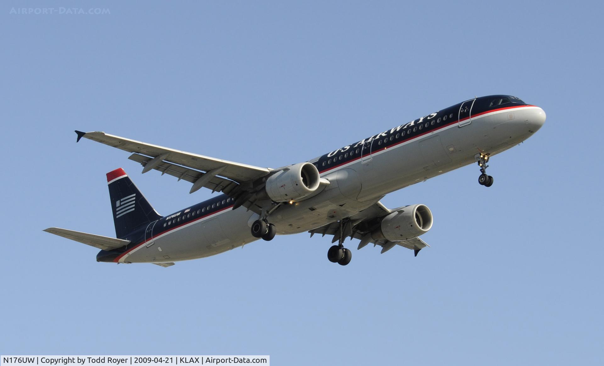 N176UW, 2001 Airbus A321-211 C/N 1499, Landing 24R at LAX