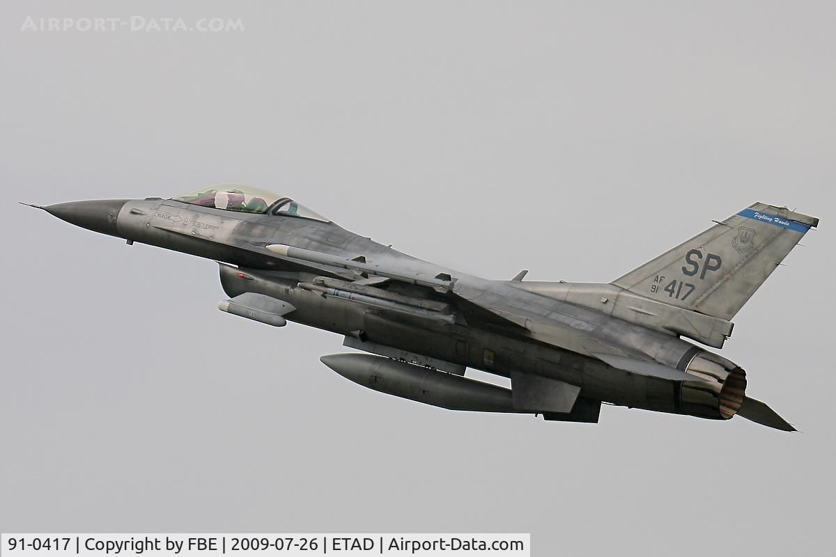 91-0417, General Dynamics F-16C Fighting Falcon C/N CC-115, 23rd FS F-16C pulls up during the Spandahlem open house 2008