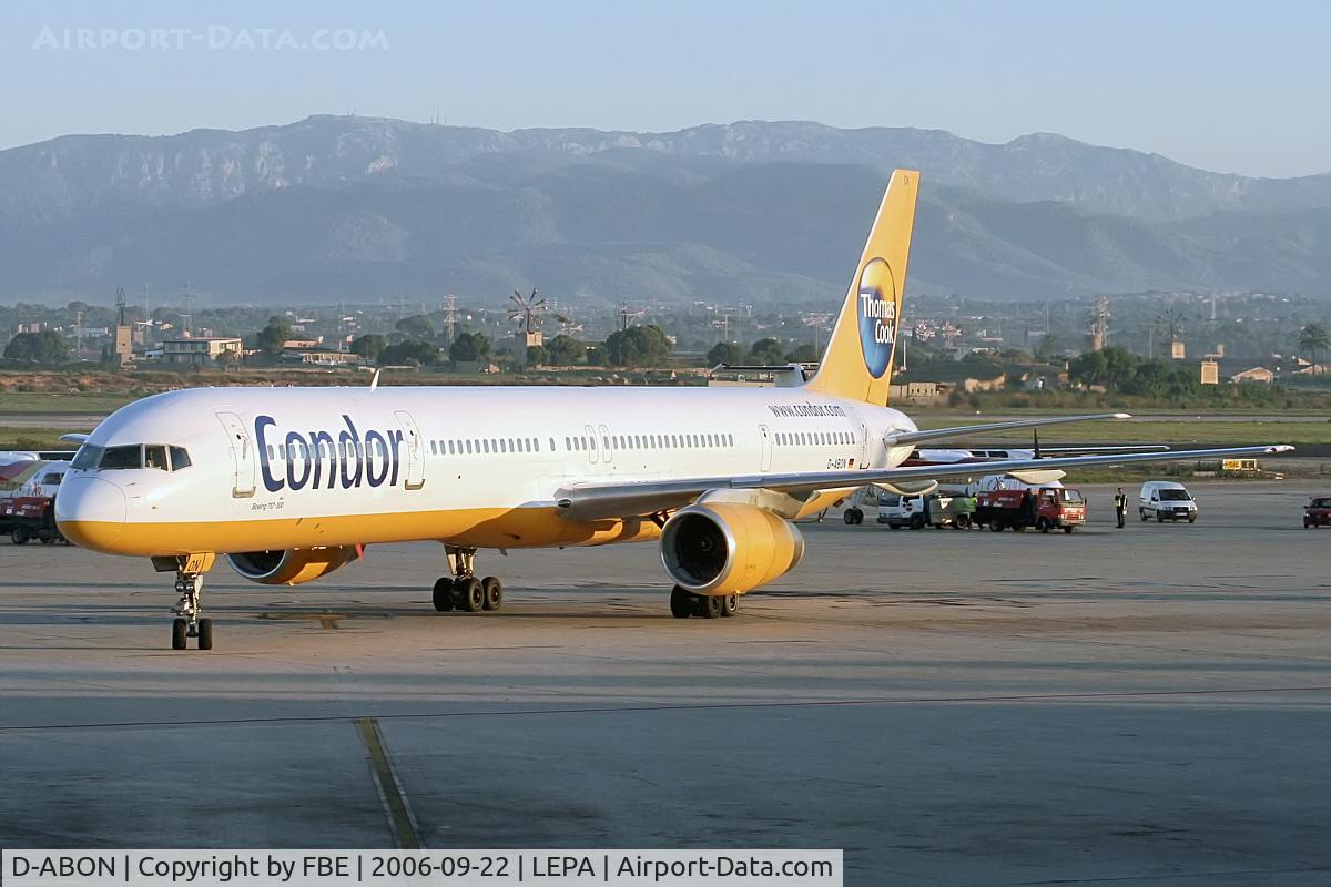 D-ABON, 2000 Boeing 757-330 C/N 29023, turning into its stand at PMI