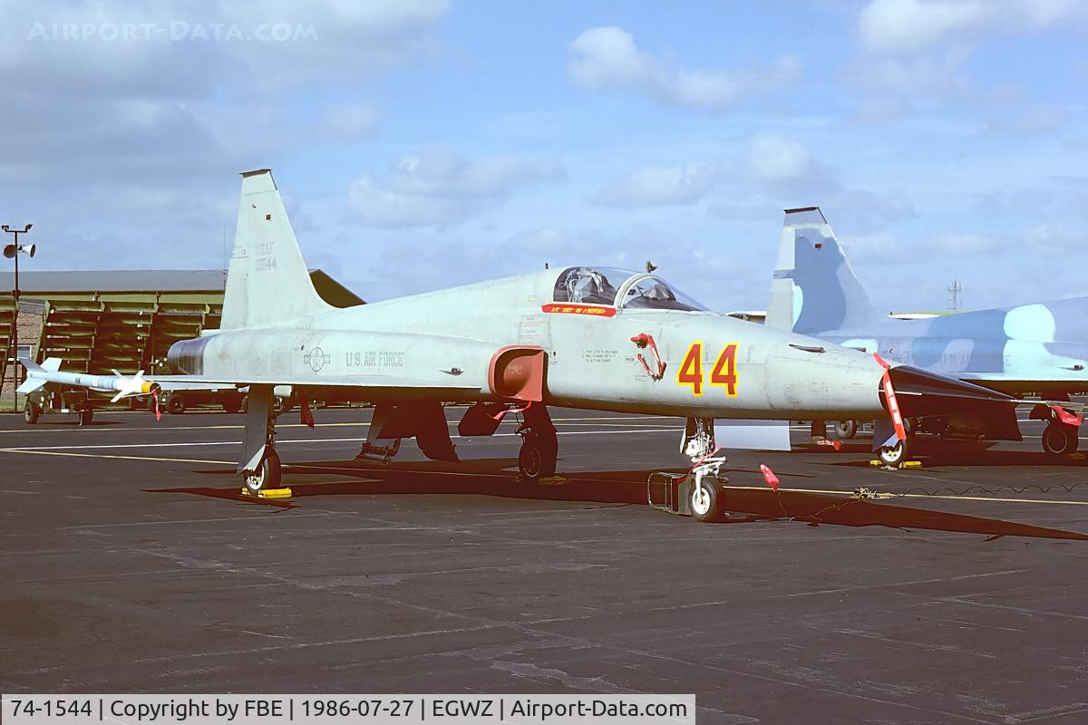 74-1544, 1974 Northrop F-5E Tiger II C/N R.1202, Flightline scene at RAF Alconbury during the mid eighties