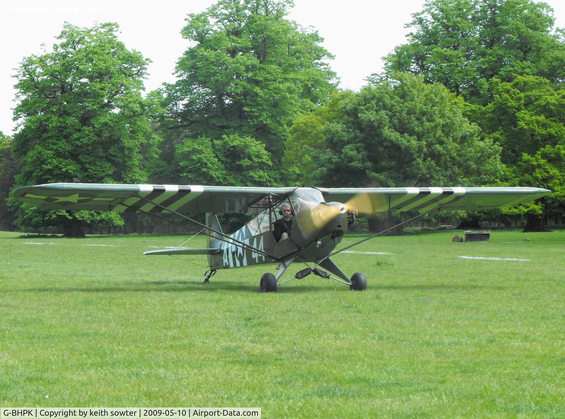 G-BHPK, 1943 Piper L-4H Grasshopper (J3C-65D) C/N 12161, Attending the Annual Wings and Wheels event at Henham Park Suffolk