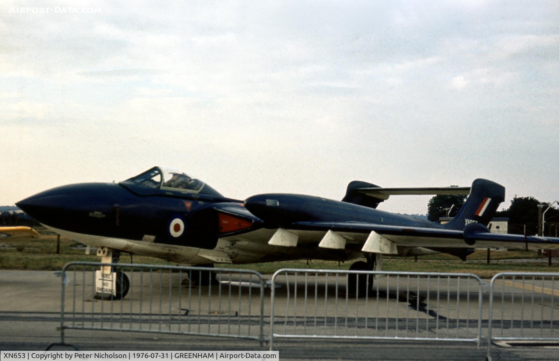 XN653, 1961 De Havilland DH-110 Sea Vixen FAW.2 C/N 10085, Another view of the RAE Sea Vixen on display at the 1976 Intnl Air Tattoo at RAF Greenham Common.