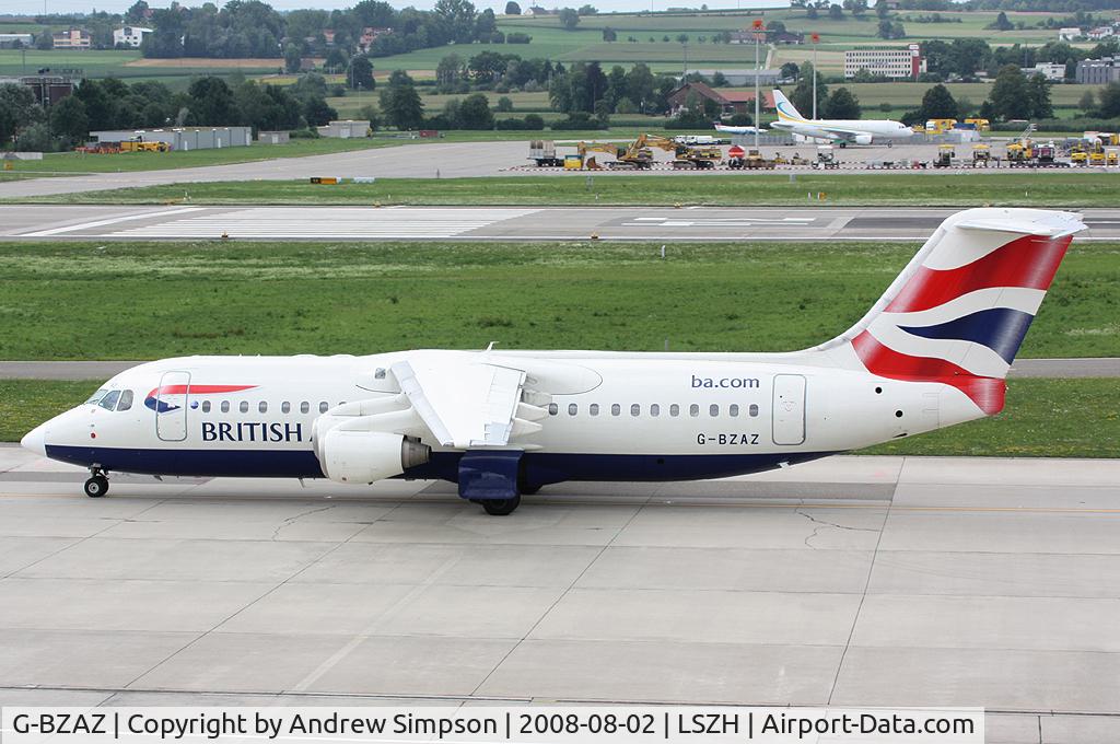 G-BZAZ, 2000 British Aerospace Avro 146-RJ100 C/N E3369, At Zurich.