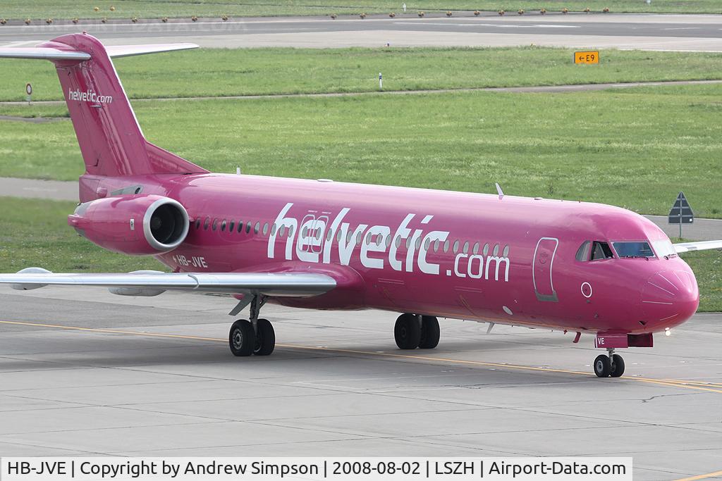 HB-JVE, 1993 Fokker 100 (F-28-0100) C/N 11459, At Zurich.