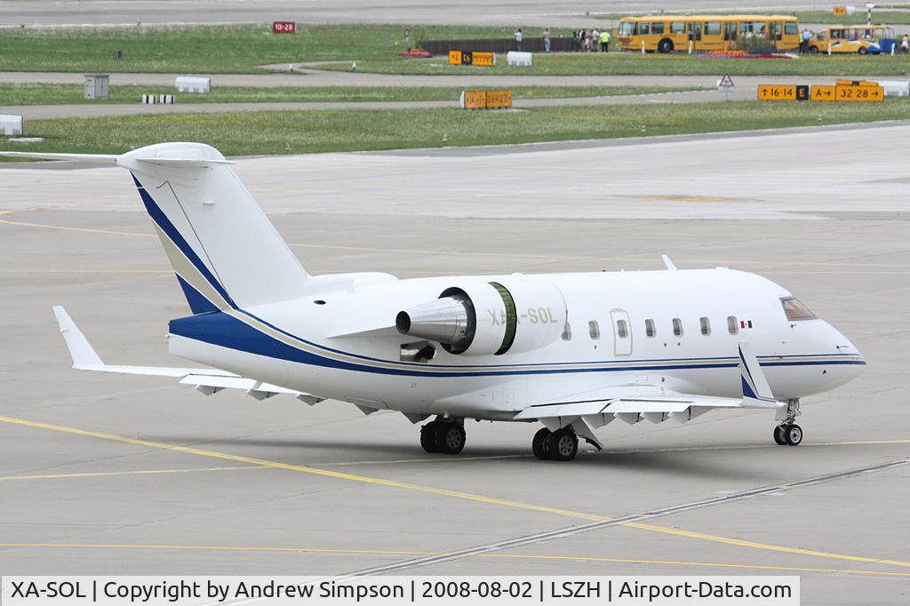 XA-SOL, 2001 Bombardier Challenger 604 (CL-600-2B16) C/N 5501, At Zurich.
