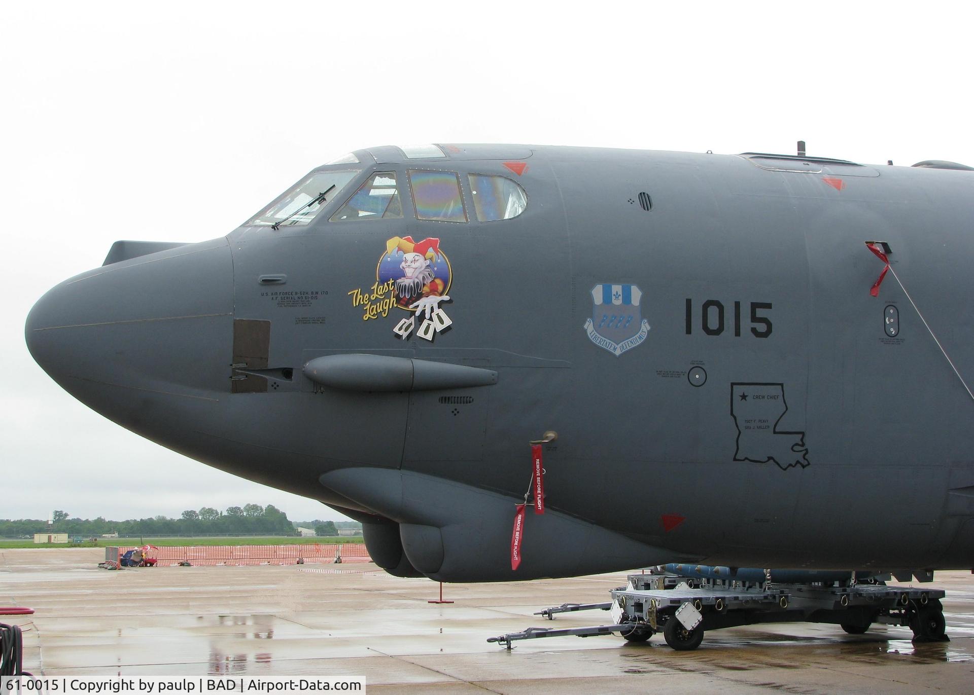 61-0015, 1961 Boeing B-52H Stratofortress C/N 464442, On display at the Defenders of Liberty Airshow 2009 at Barksdale Air Force Base, Louisiana. The nose art looks pretty cool on the BUFF!