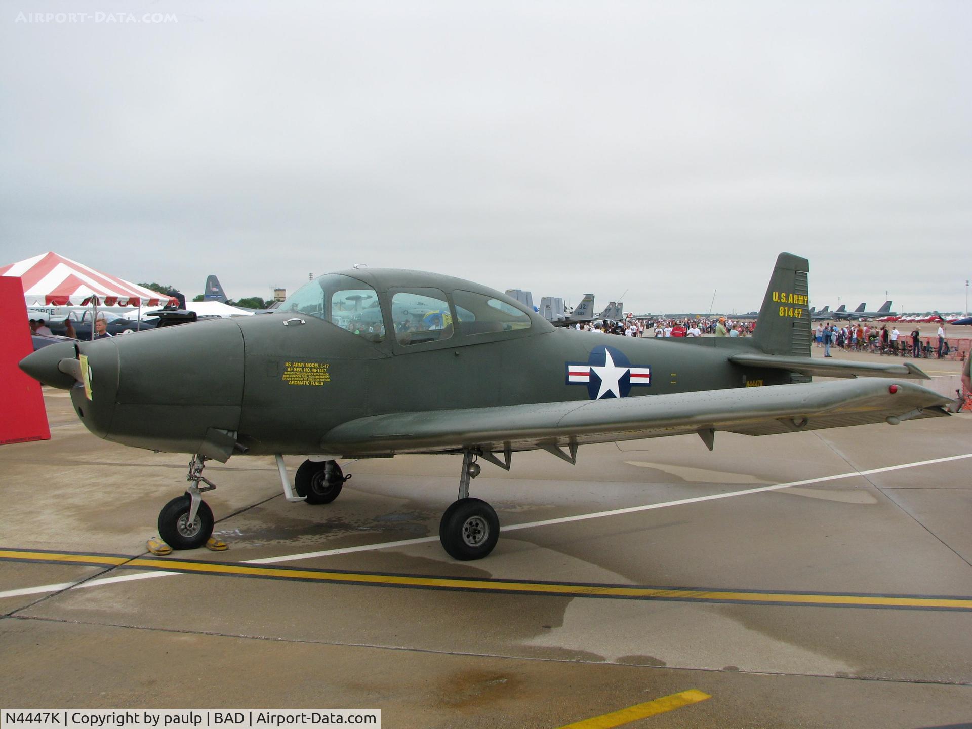 N4447K, 1948 Ryan Navion A C/N NAV-4-1447, At the Defenders of Liberty Airshow 2009 at Barksdale Air Force Base, Louisiana.