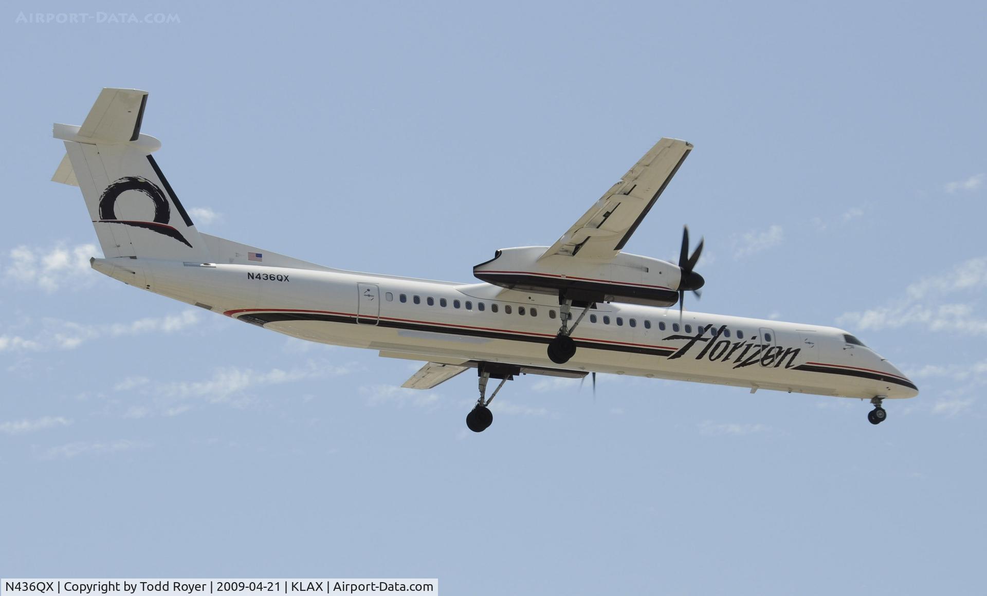 N436QX, 2008 De Havilland Canada DHC-8-402 Dash 8 C/N 4236, Landing 24R at LAX