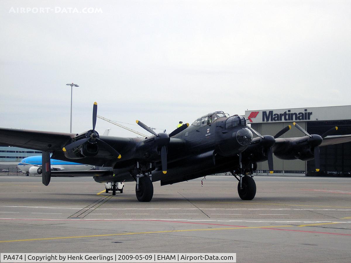 PA474, 1945 Avro 683 Lancaster B1 C/N VACH0052/D2973, At Schiphol East due to engine change ;  engine test.