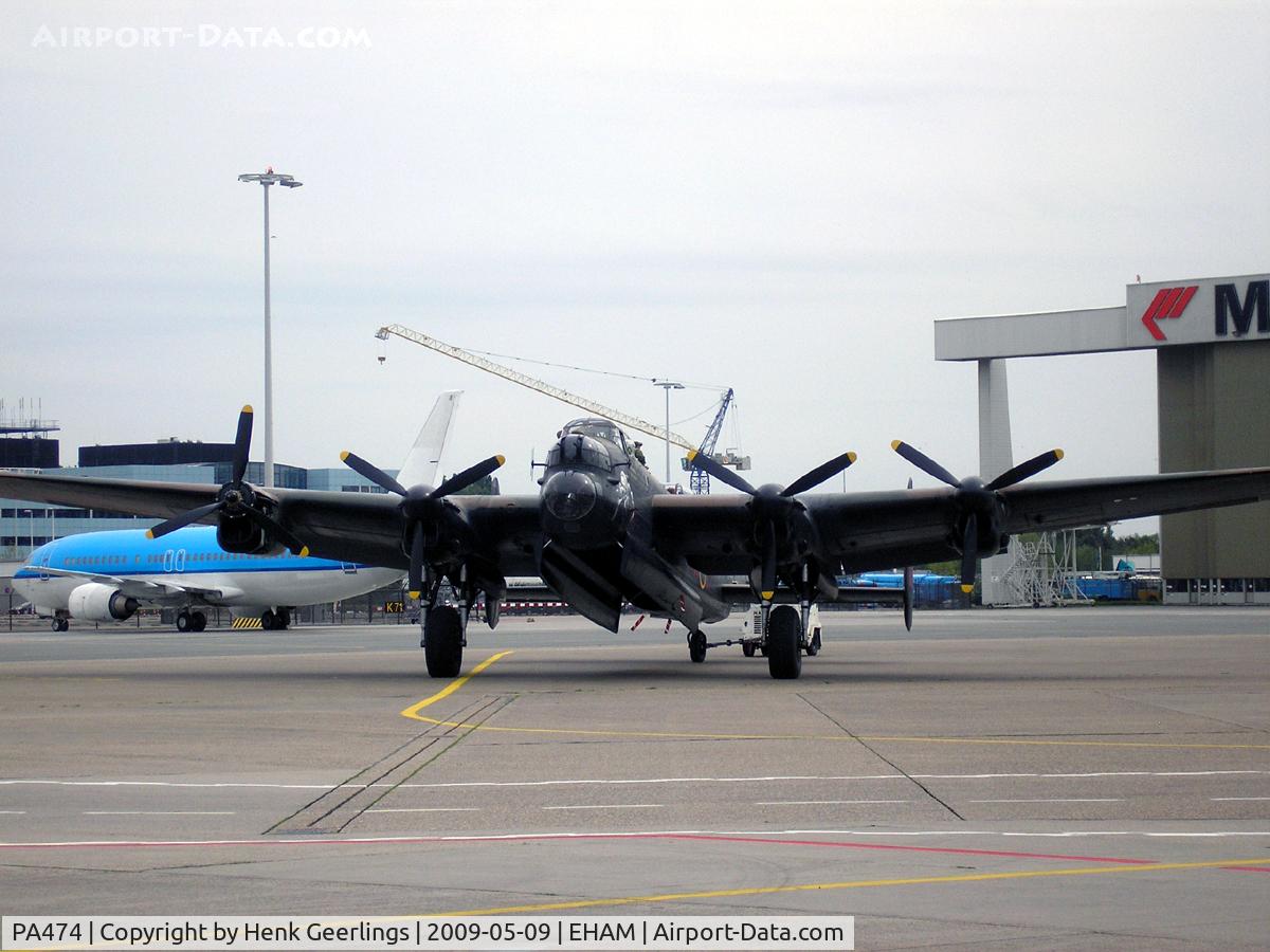 PA474, 1945 Avro 683 Lancaster B1 C/N VACH0052/D2973, At Schiphol East due to engine change ;  engine test.