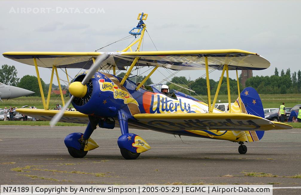 N74189, 1941 Boeing PT-17/R985 Kaydet (A75N1) C/N 75-717, At Southend.