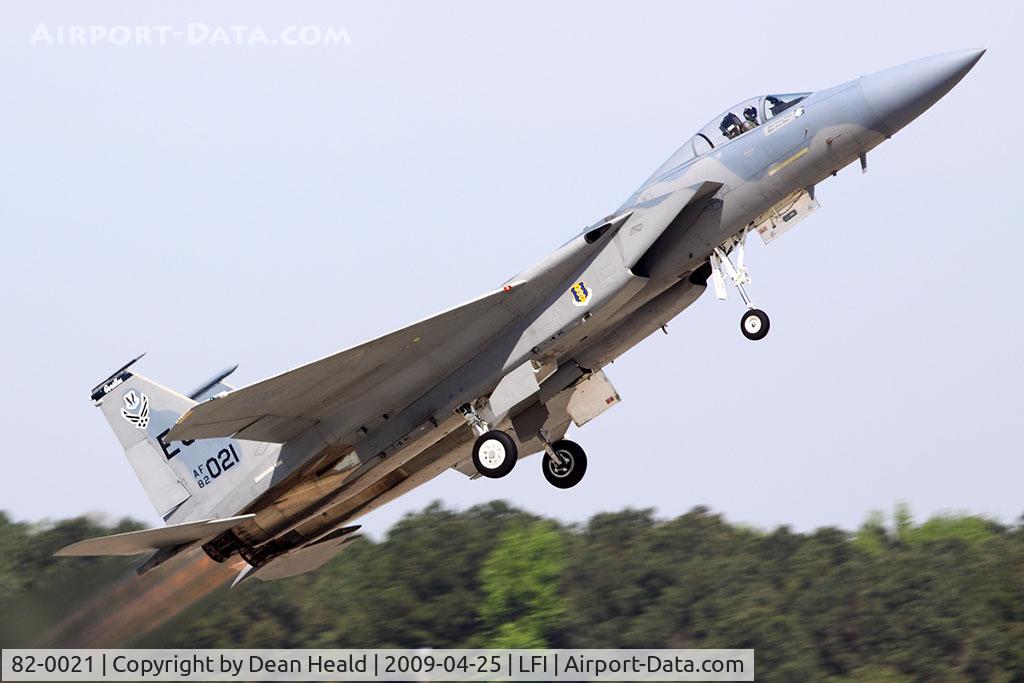 82-0021, 1982 McDonnell Douglas F-15C Eagle C/N 0835/C252, USAF McDonnell Douglas F-15C 82-0021 of the West Coast Demo Team, based at Eglin AFB, Florida starting the show with a high-performance takeoff with full afterburner. This is the last year for the F-15C West Coast Demo Team.