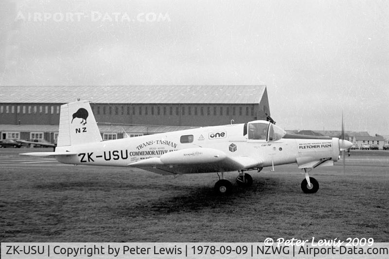 ZK-USU, 1977 Fletcher FU24-950 C/N 238, NZ Aerospace Industries Ltd., Hamilton - taxiing out prior to 27hr flight NZ-AU-NZ