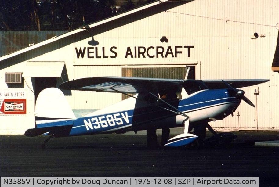 N3585V, Cessna 140 C/N 14750, Seen at Santa Paula Airport, Santa Paula, California - 1975