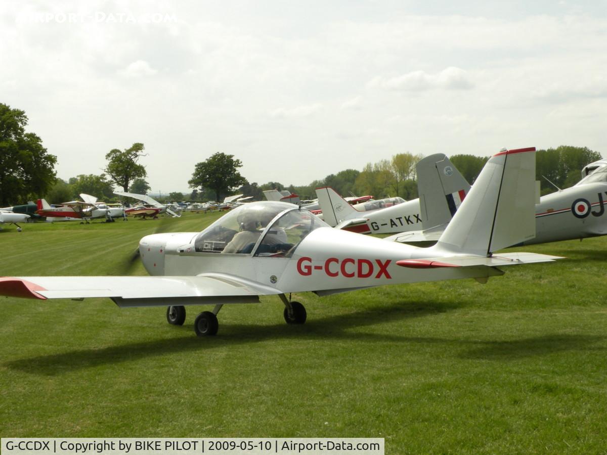 G-CCDX, 2003 Aerotechnik EV-97 Eurostar C/N PFA 315-14013, JUST LANDED AT BRIMPTON FLY-IN