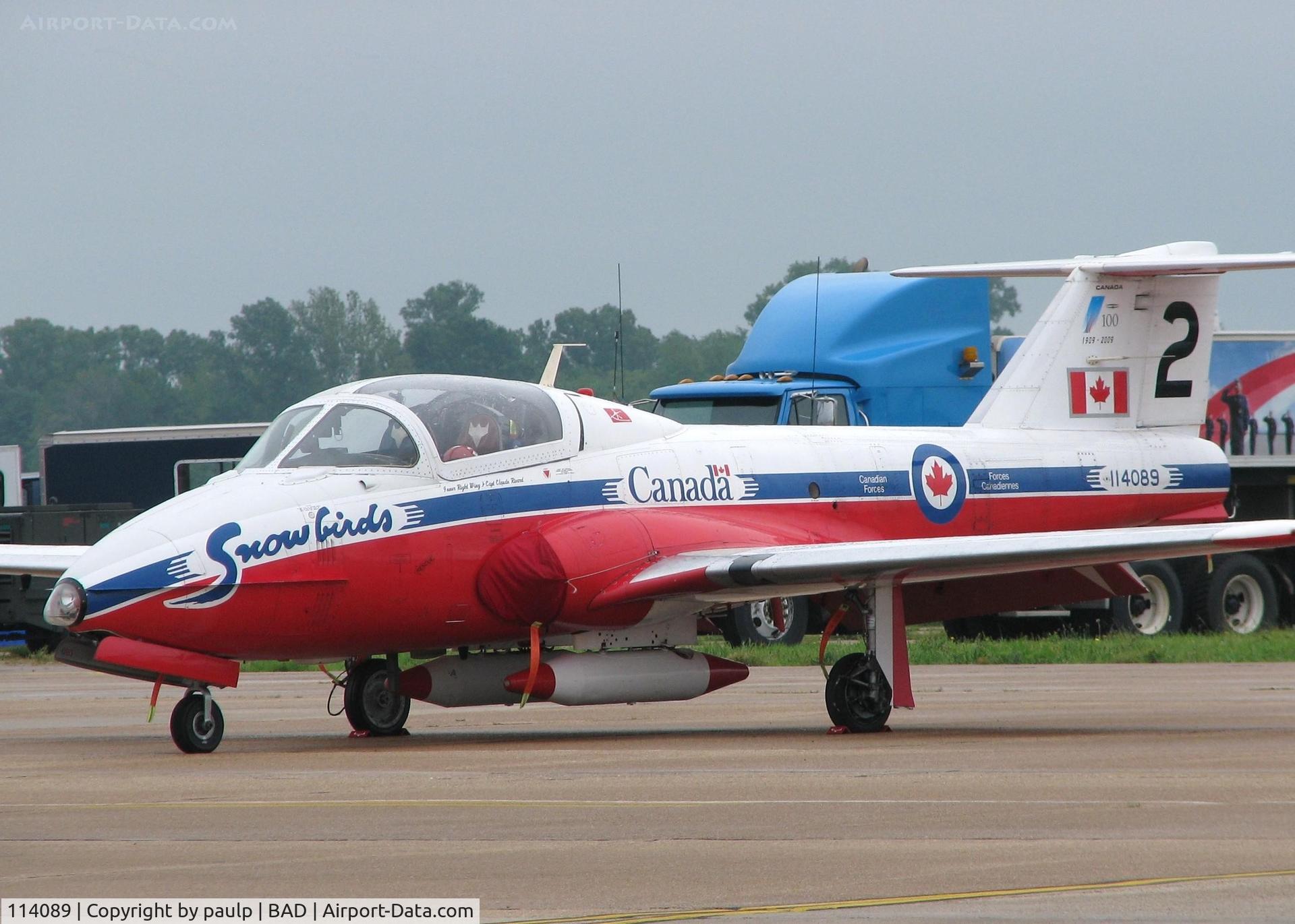 114089, Canadair CT-114 Tutor C/N 1089, Parked in line with all the Snowbirds at the Defenders of Liberty Airshow 2009 at Barksdale Air Force Base, Louisiana.