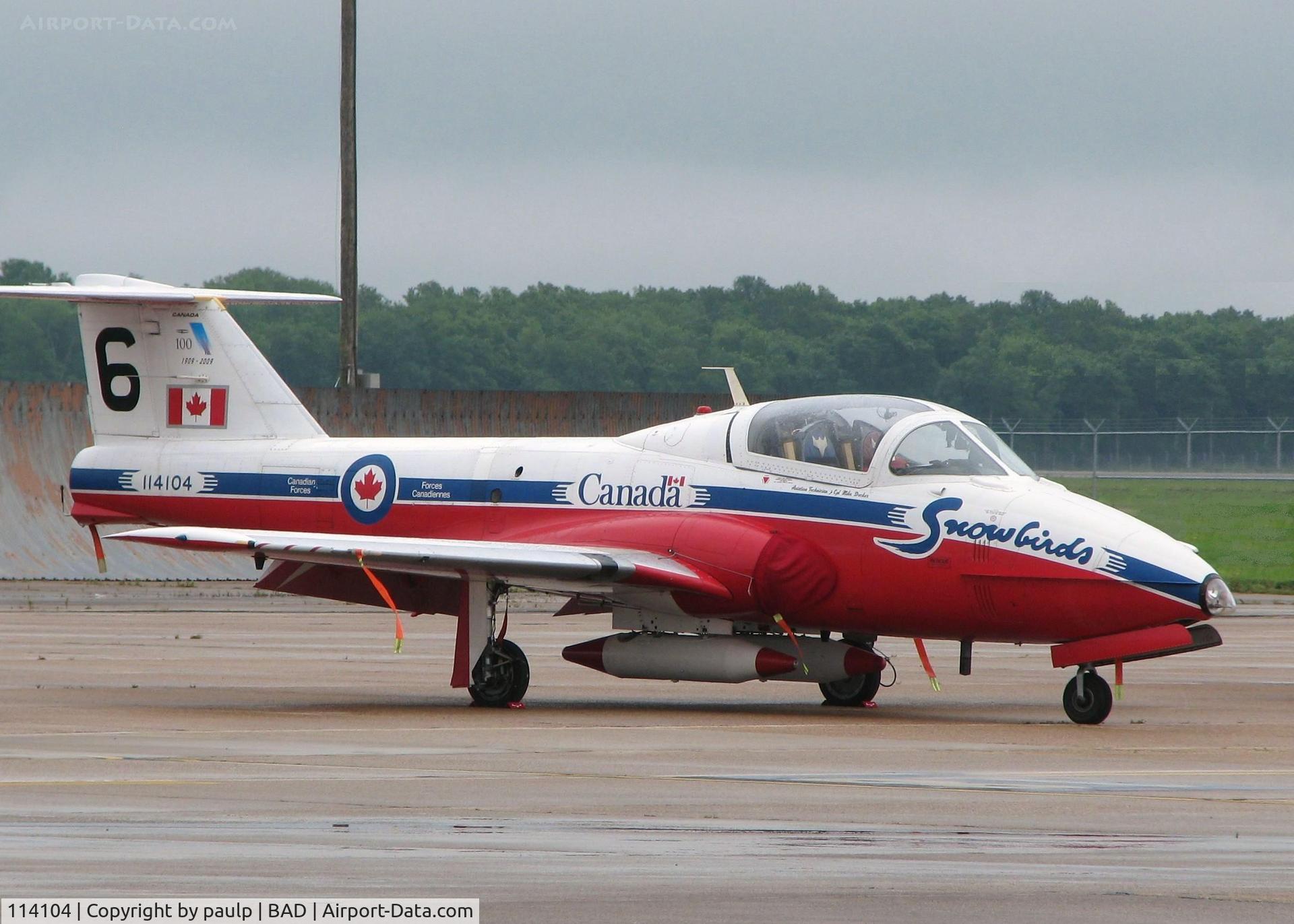 114104, Canadair CT-114 Tutor C/N 1104, Parked in line with all the other Snowbirds at the Defenders of Liberty Airshow 2009 at Barksdale Air Force Base, Louisiana.