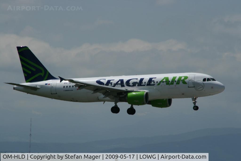 OM-HLD, 1991 Airbus A320-211 C/N 234, First landing of Seagle Air at GRZ