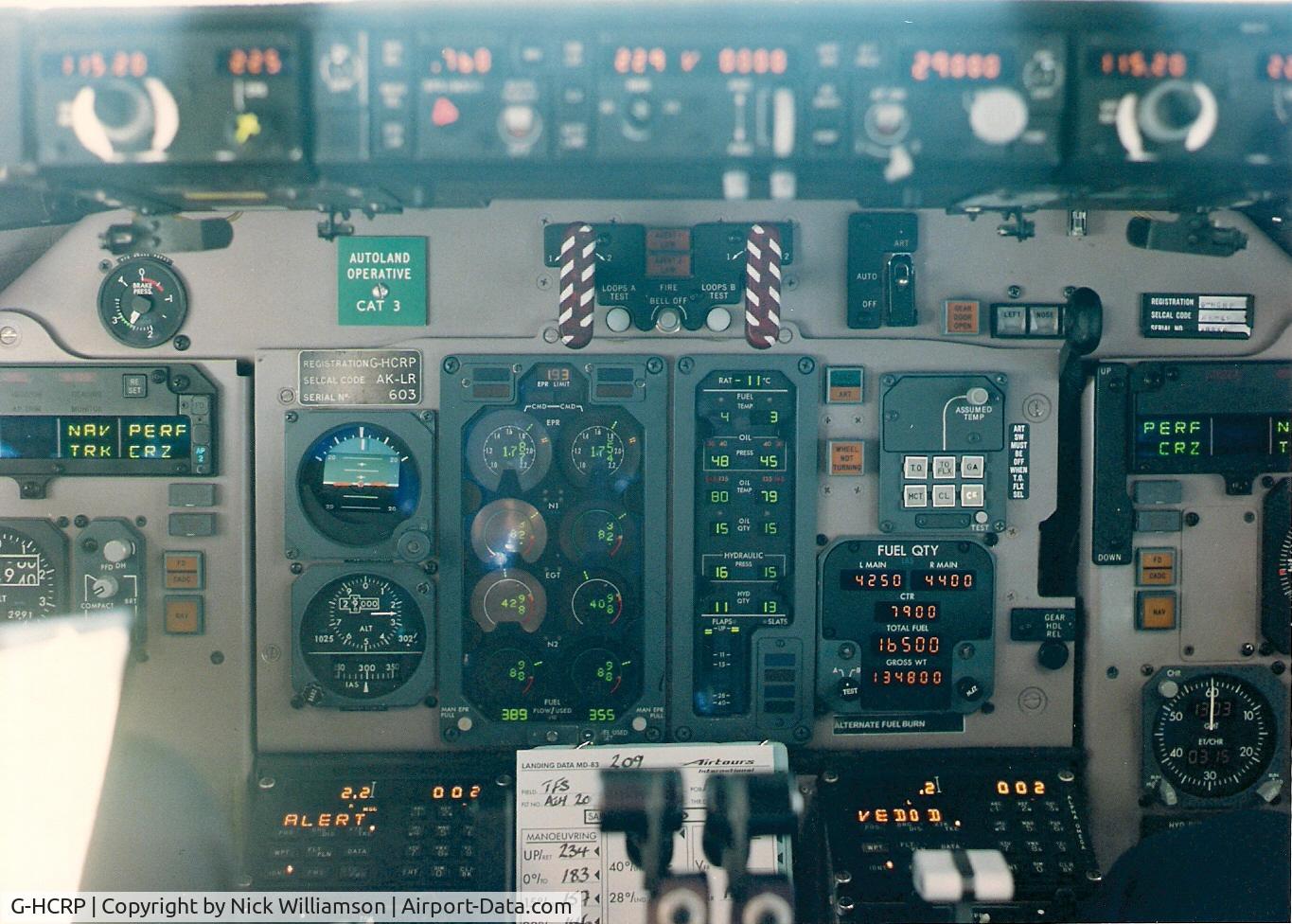 G-HCRP, 1990 McDonnell Douglas MD-83 (DC-9-83) C/N 49936, Cabin photo - en-route from Manchester to Tenerife in the good old days when you could ask to go up and meet the flight crew