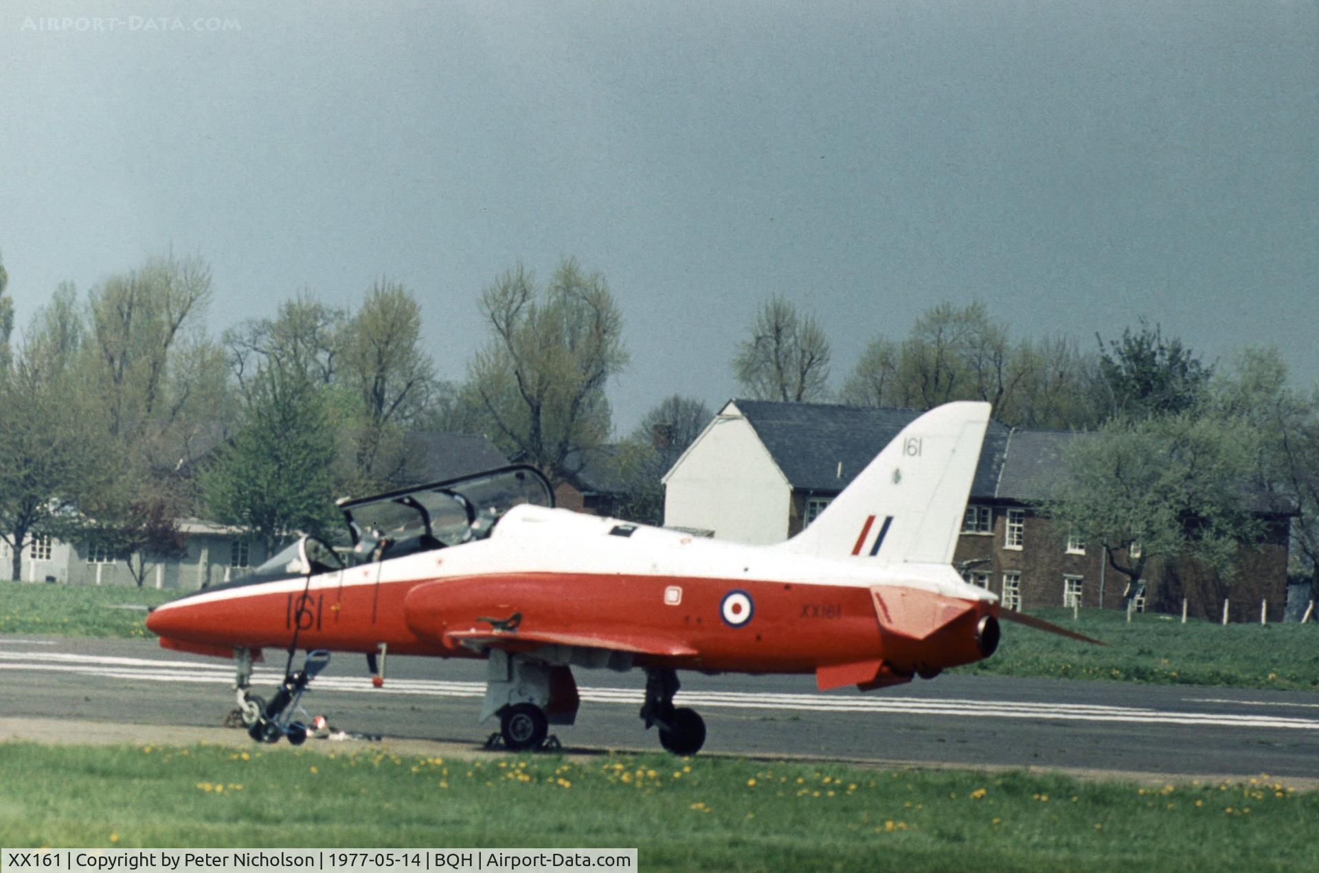 XX161, 1976 Hawker Siddeley Hawk T.1 C/N 007/312007, Hawk T.1 of 4 Flying Training School was present at the 1977 Biggin Hill Air Fair.