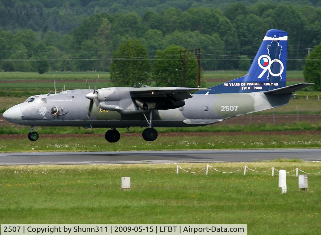 2507, Antonov An-26 C/N 12507, Landing rwy 20 with special 90th anniversary of Czech Air Force tail c/s...