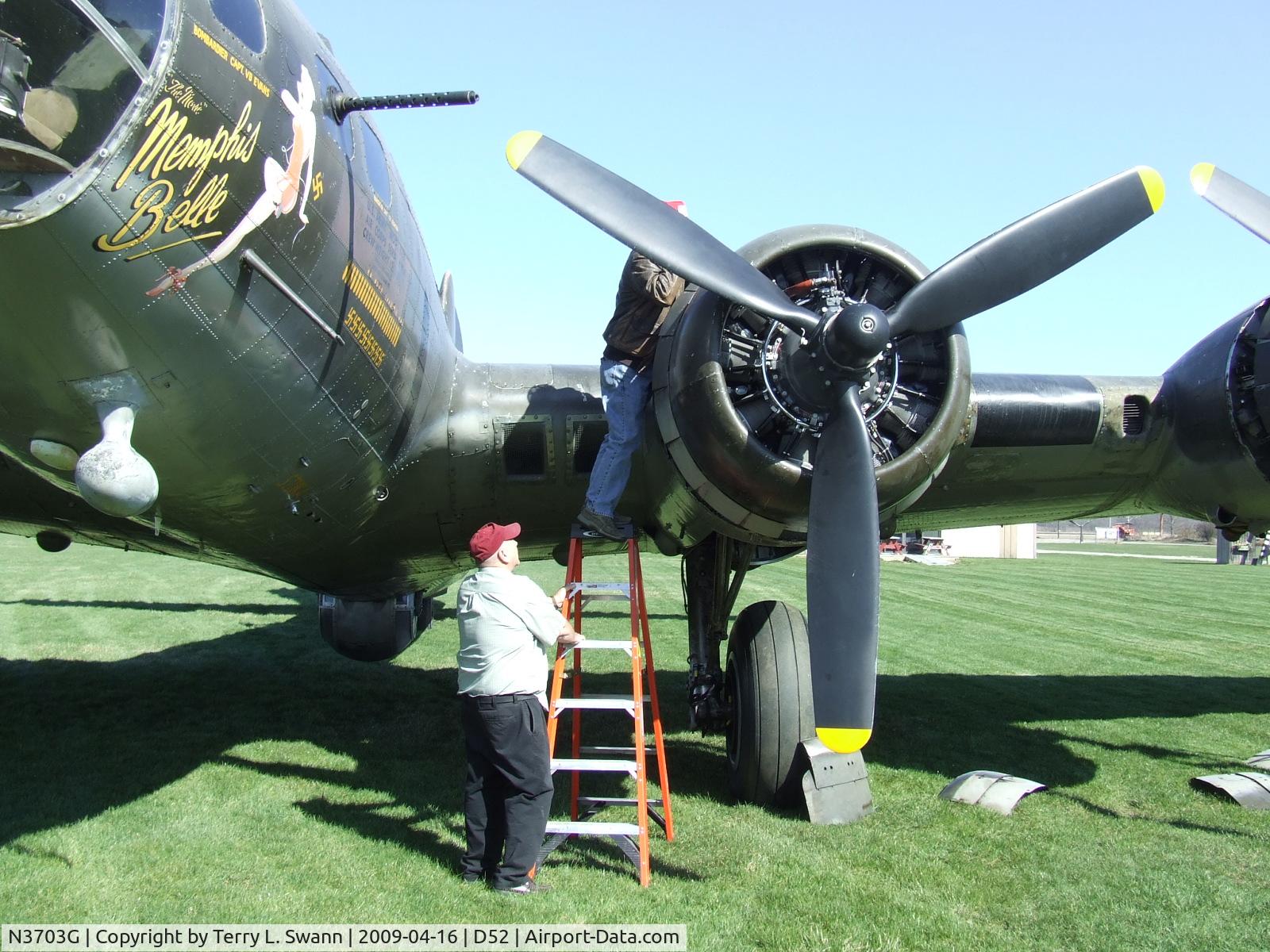N3703G, 1945 Boeing B-17G Flying Fortress C/N 44-83546-A, Putting the rest of the cowlings on.